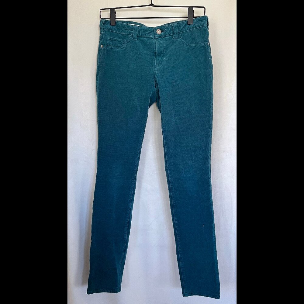 Pilcro (Anthropologie) Serif teal fine wale corduroy 5-pocket skinny pants 28